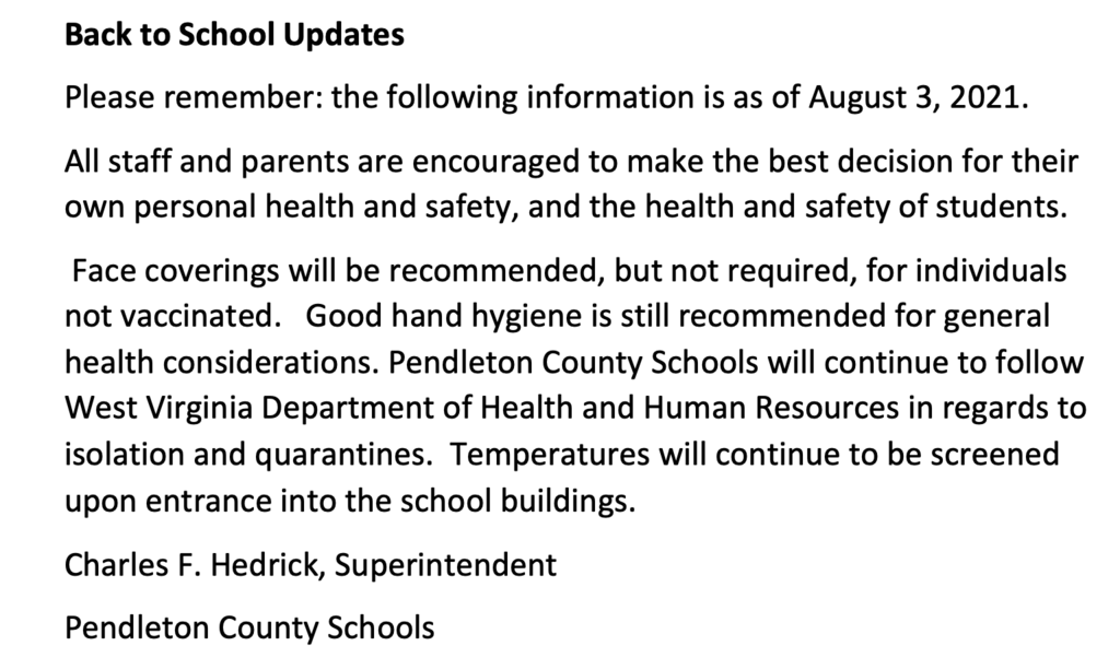 Back to School Updates