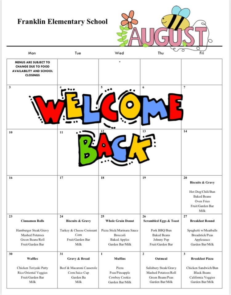 FES August Menu
