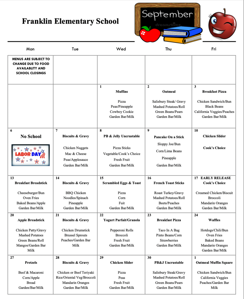 FES Sept Menu