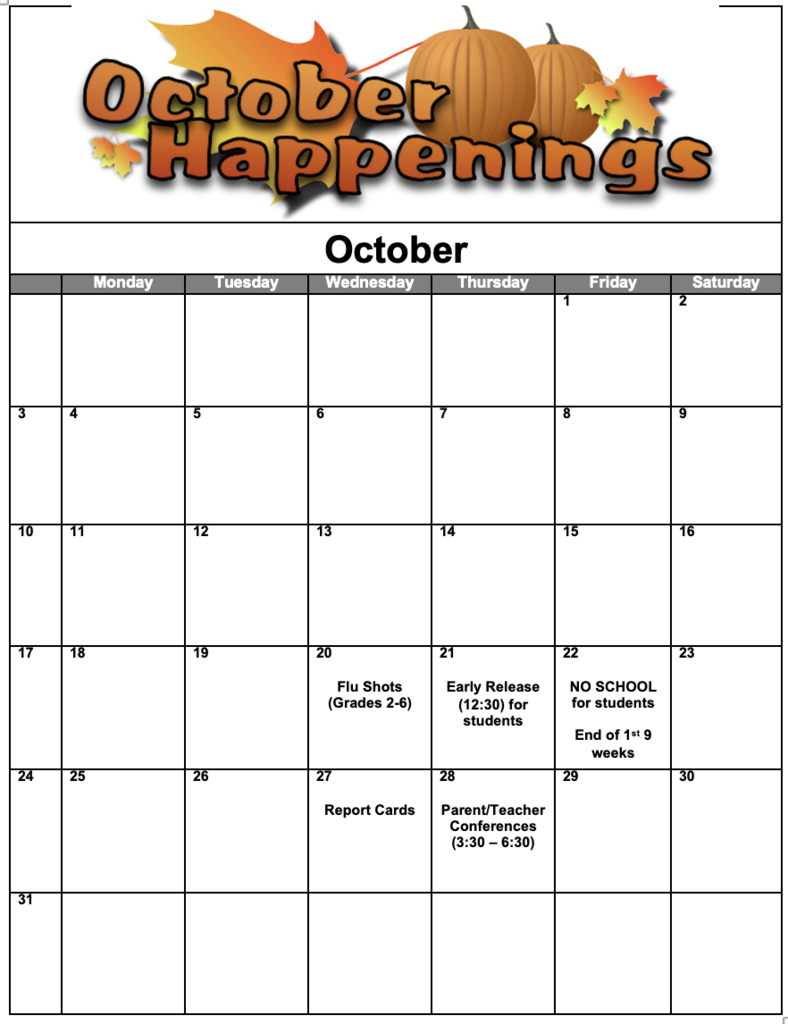 October Calendar