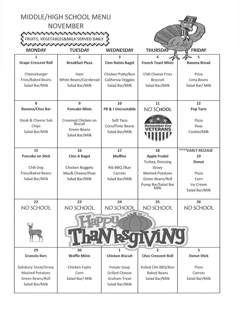 PCMHS Menu
