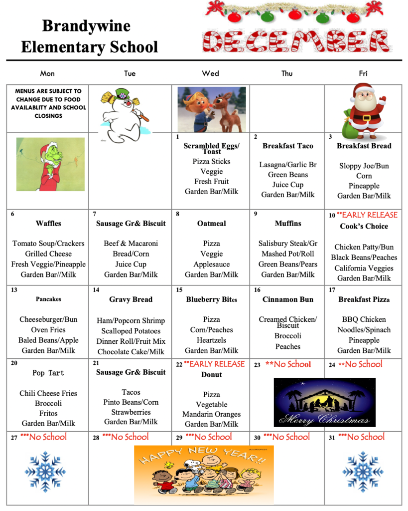 BES December Menu