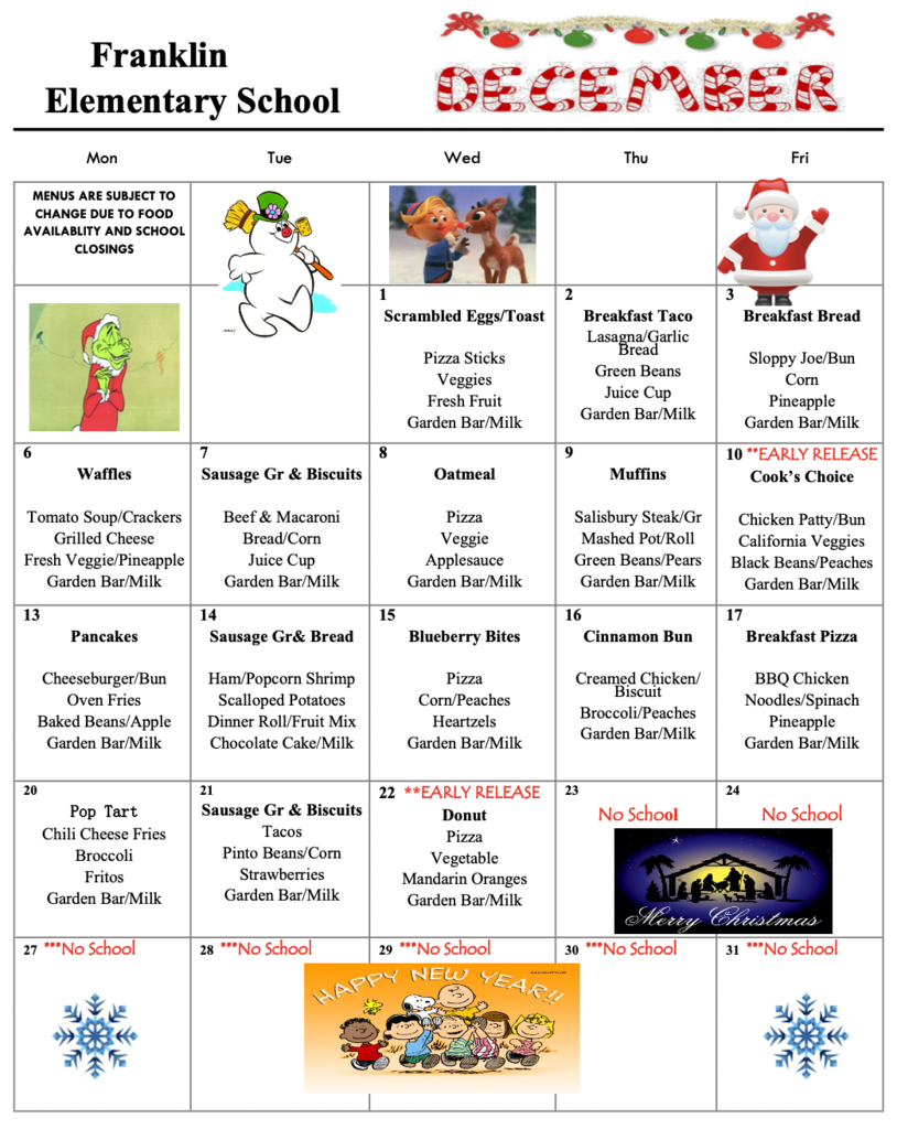 FES December Menu