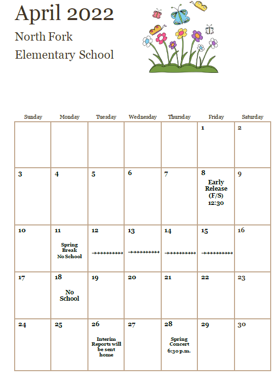 April NFES Calendar