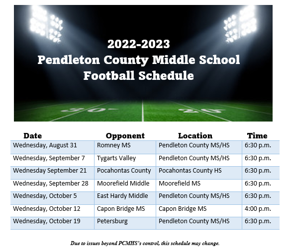 Middle School Football Schedule 