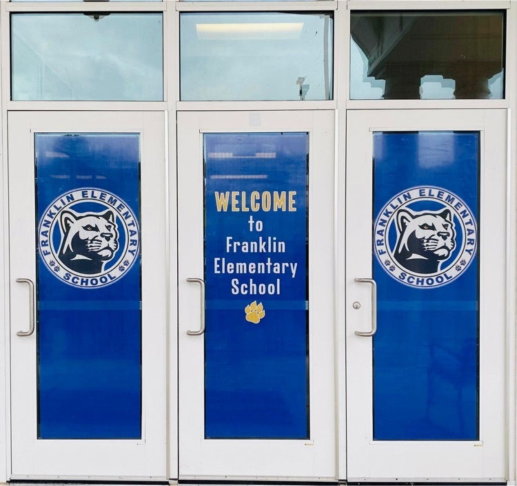 School doors with logo and Welcome to Franklin Elementary School 