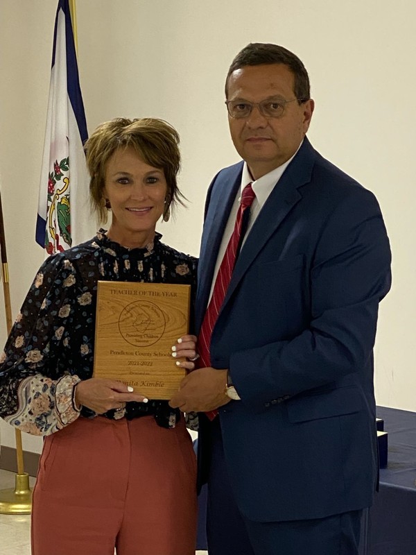 Ms. Donita Kimble was also recognized as the 2021-2022 Pendleton County Teacher of the Year by Mr. Charles Hedrick (Superintendent).